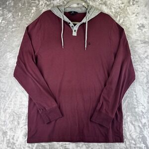 Volcom Hoodie Mens‎ XL Burgundy Henley Long Sleeve Contrast Hood A03318R0 (1596)